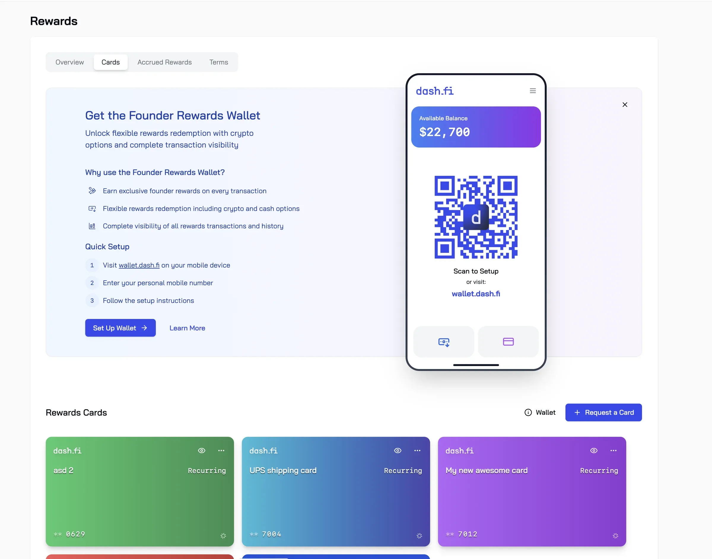 Founder rewards wallet