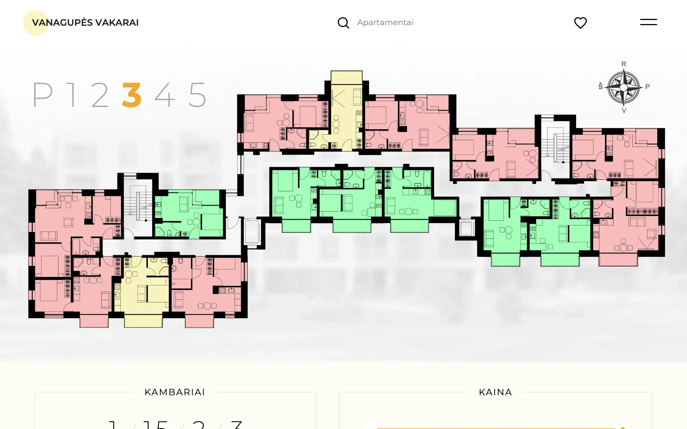 A floor plan, coloured by status