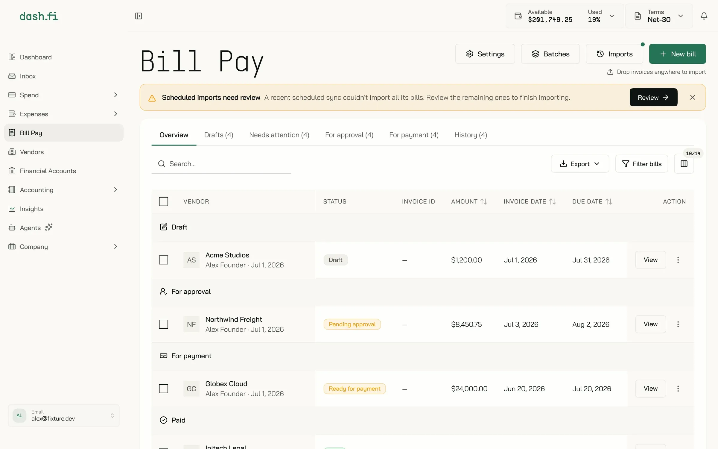 Bill pay