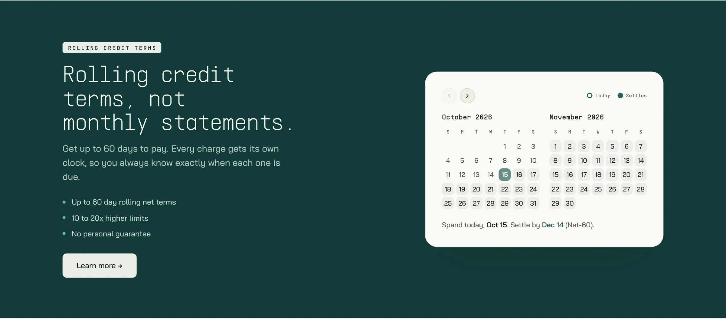 Rolling credit terms