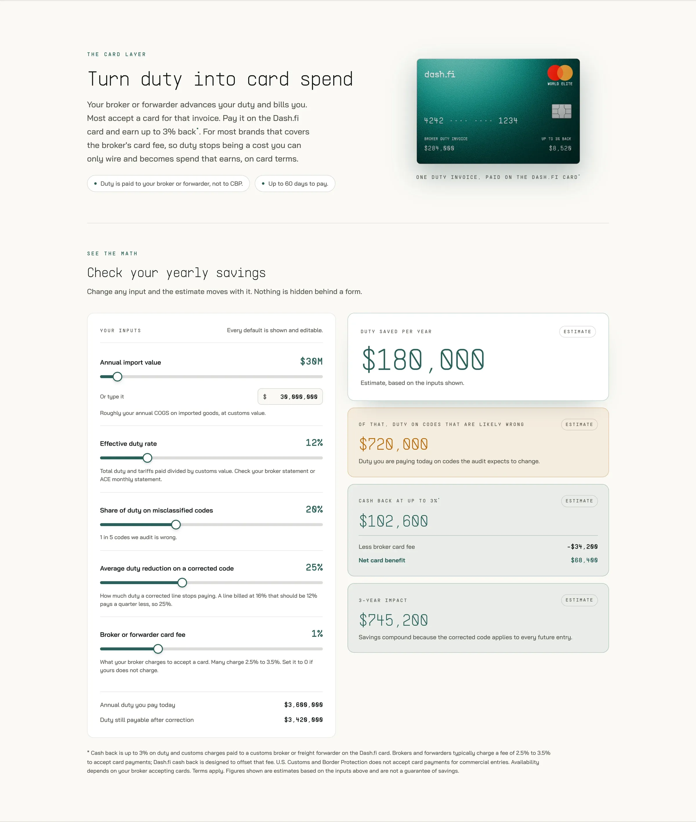 Duty savings